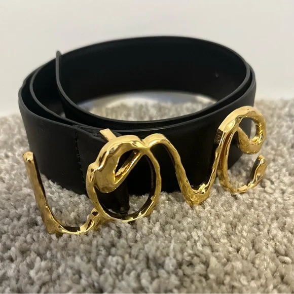 ZARA Belt with Gold 'Love' Buckle - Picture 1 of 9